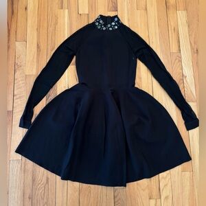 Rachel by Rachel Roy Black Dress. Size S. Sequin Neck detail. Sheer sleeves. New